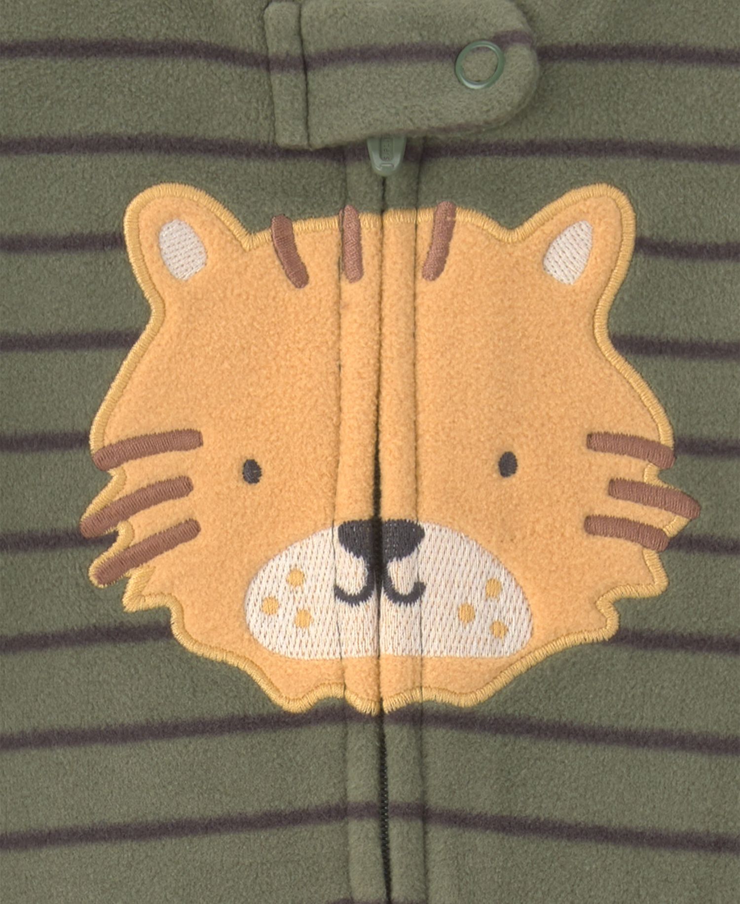 Baby Boys' Tiger-Striped 2-Way Zip Long-Sleeve Fleece Sleep & Play Pajamas