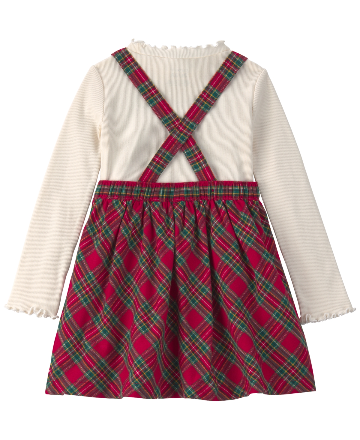 Carter's Toddler Girls' 2T-5T Long-Sleeve Top and Plaid Pinafore Dress, 2-Piece Set