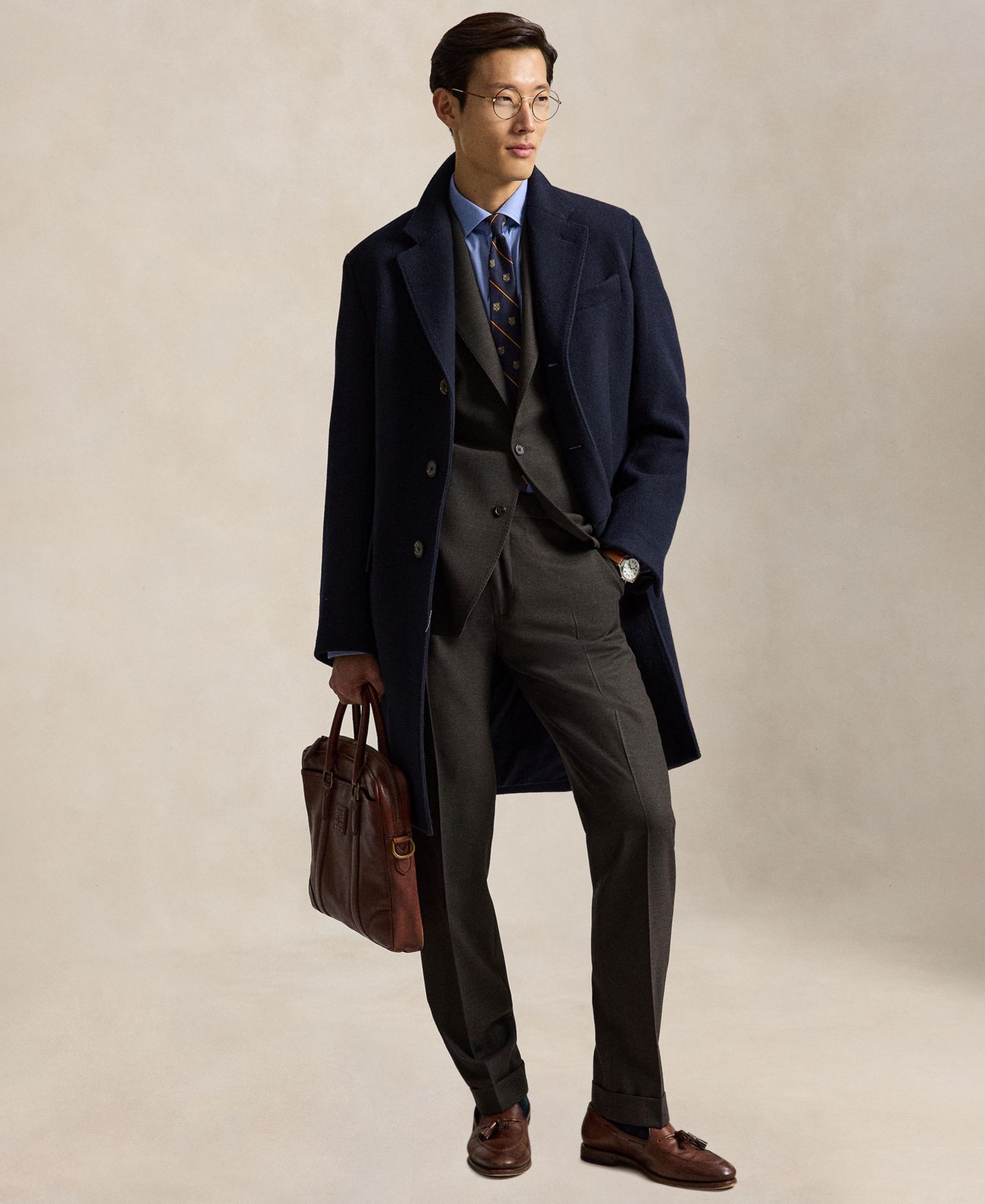 Мужские брюки Polo Ralph Lauren Wool-Blend Birdseye Stretch Suit, цвет: Тёмный коричневый — фото 2
