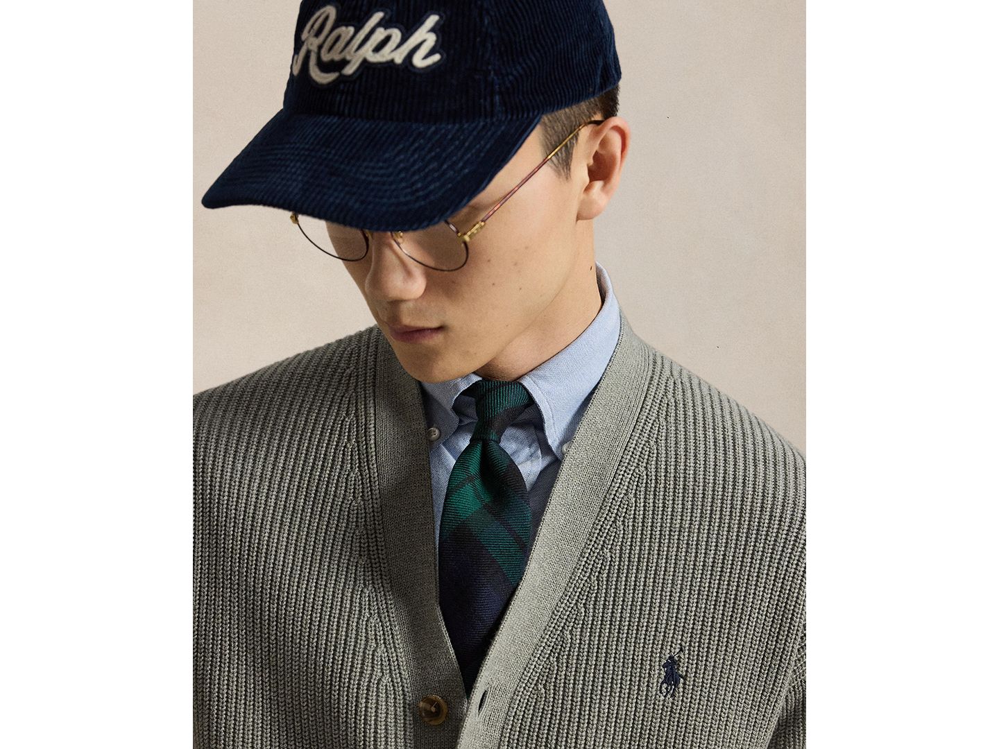 Мужской кардиган Polo Ralph Lauren Relaxed-Fit Textured, цвет: Палевый серый меланжевый — фото 3
