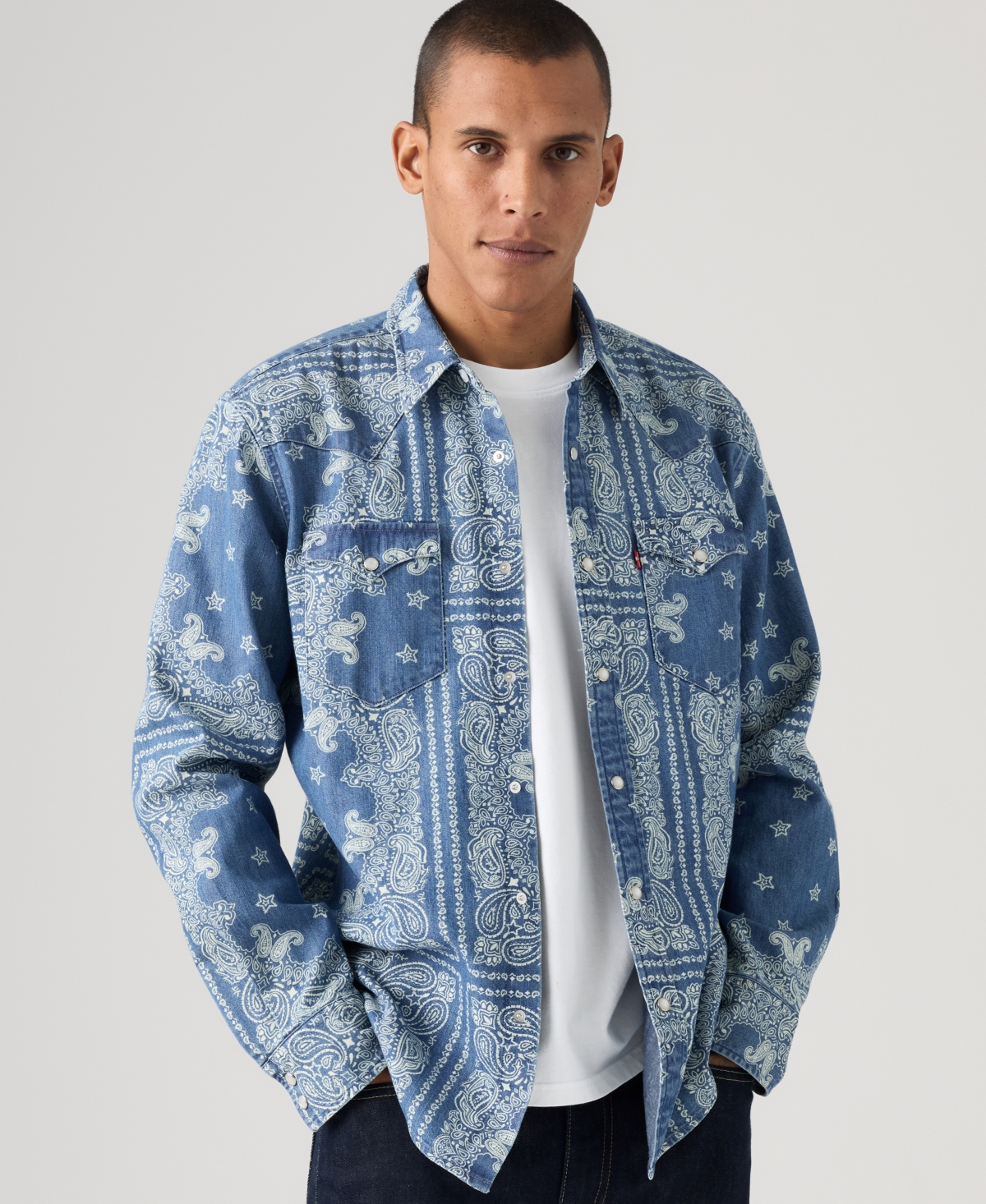 Levi's Men's Parate Western Camp-Collar Long-Sleeve Cotton Button-Down Shirt