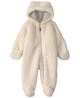Baby Boys' and Girls' Teddy Fleece Hooded Jumpsuit