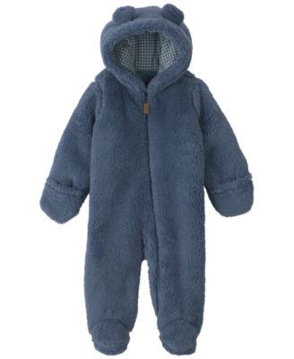 Baby Boys' Bear Teddy Fleece Hooded Jumpsuit