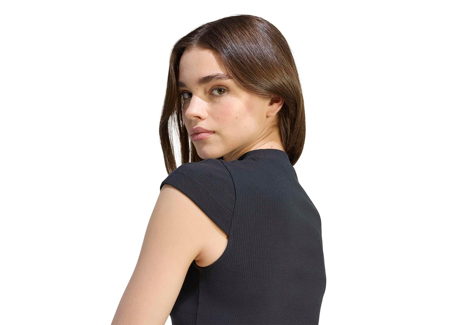 Women's Crop Tight-Fit Ribbed Cotton-Viscose Blend T-Shirt