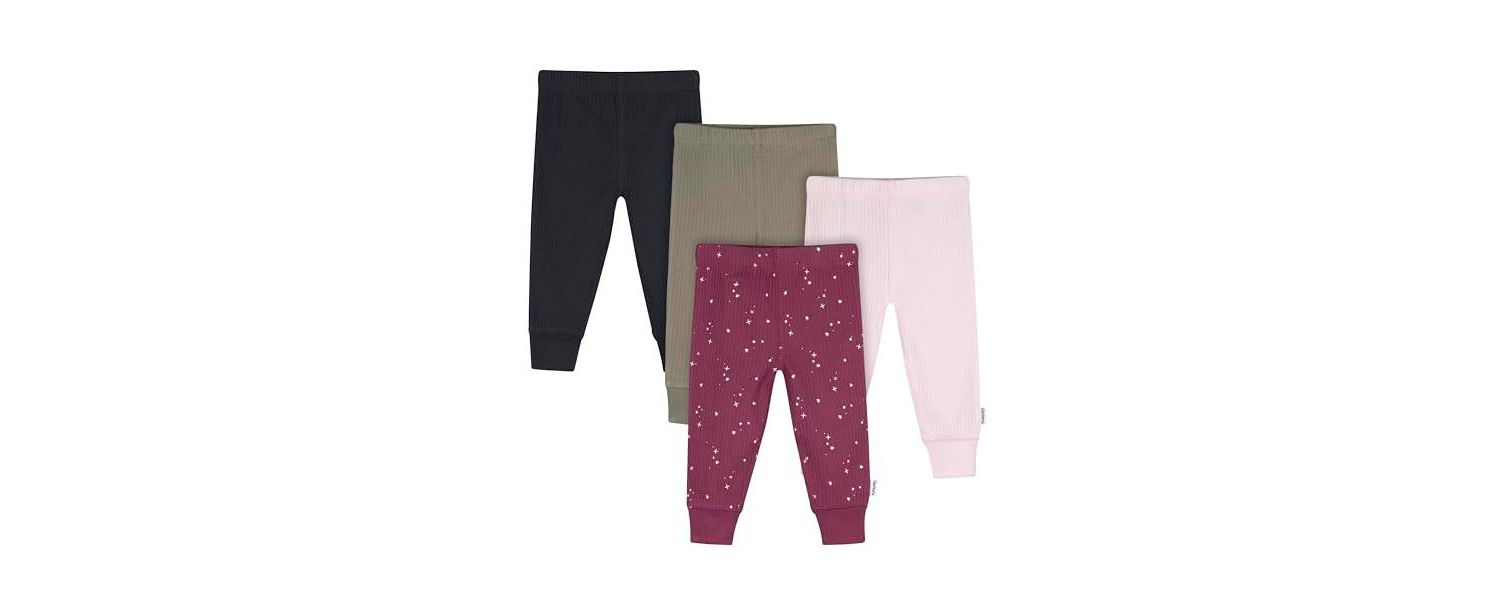 Baby Girls 0M - 24M Vanilla Active Pants, 4-Pack