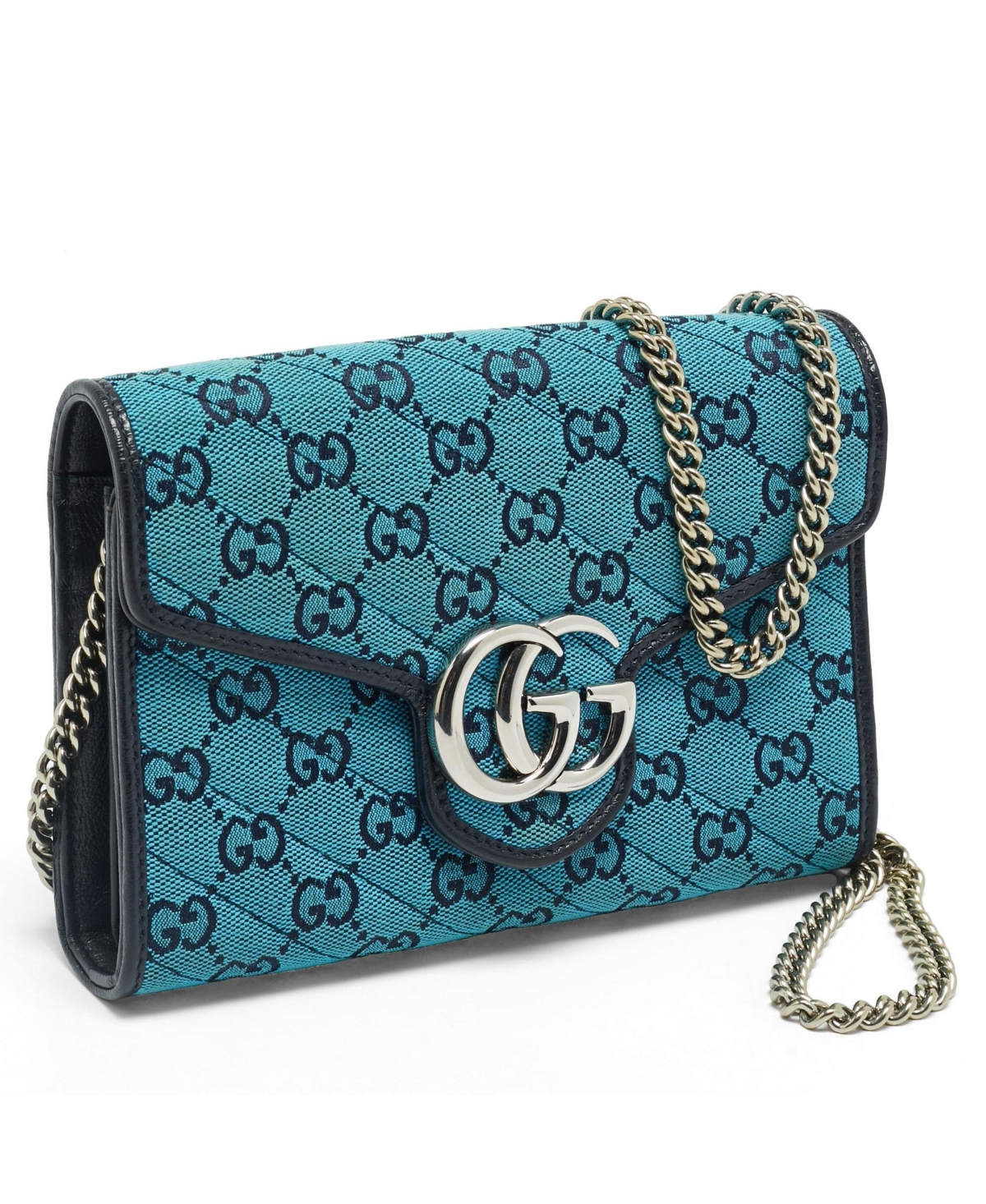 Pre-Owned Gucci Women's Gg Marmont Diagonal Quilt Canvas Wallet on Chain