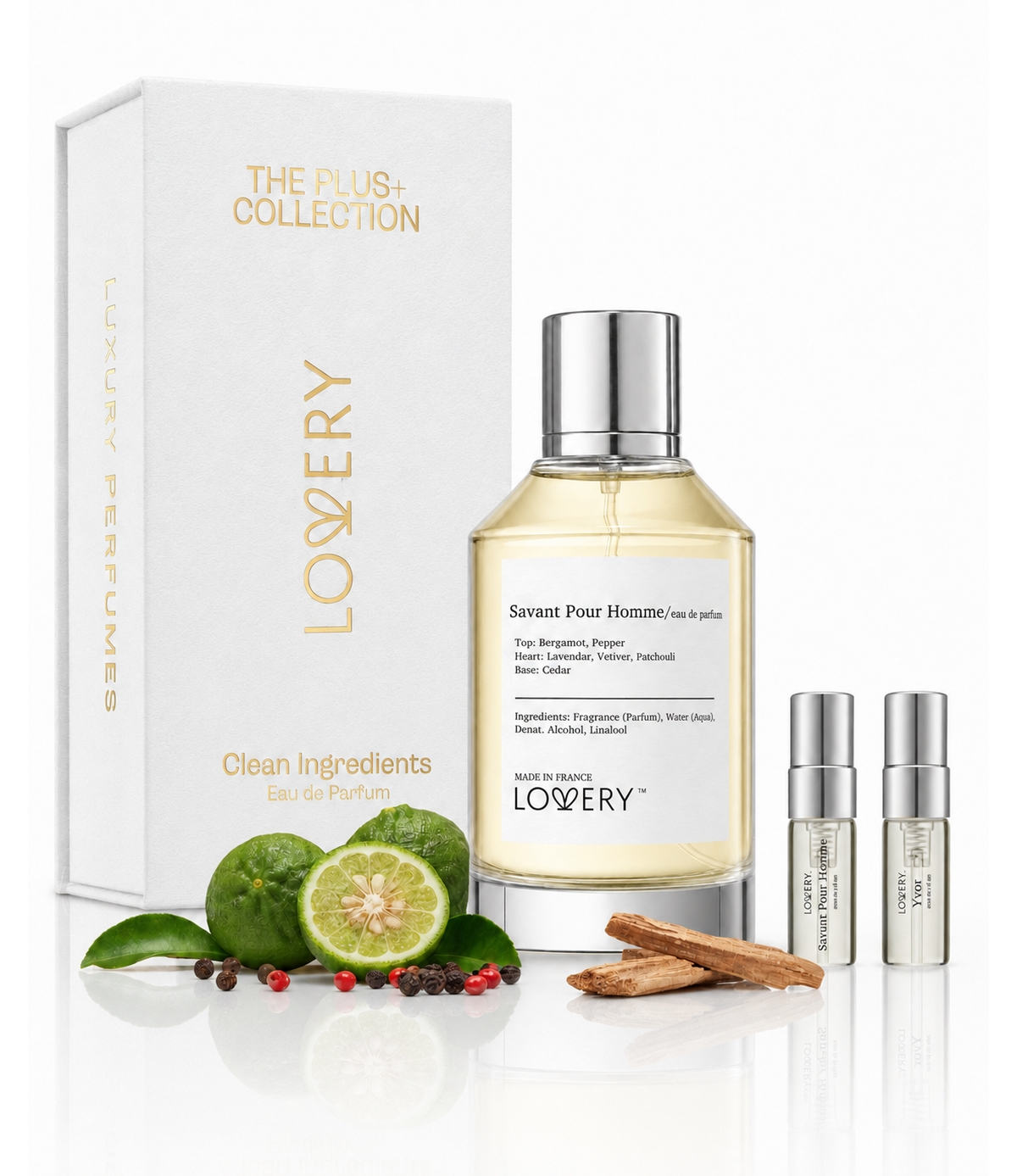 Lovery Savant Pour Homme Eau de Parfum 3pc Gift Set - 3.4fl oz Mens Perfume Gift Set with Mini Perfume and Free Gift Sample