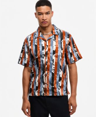 Men's Camp Collar Relaxed-Fit Paint Shirt