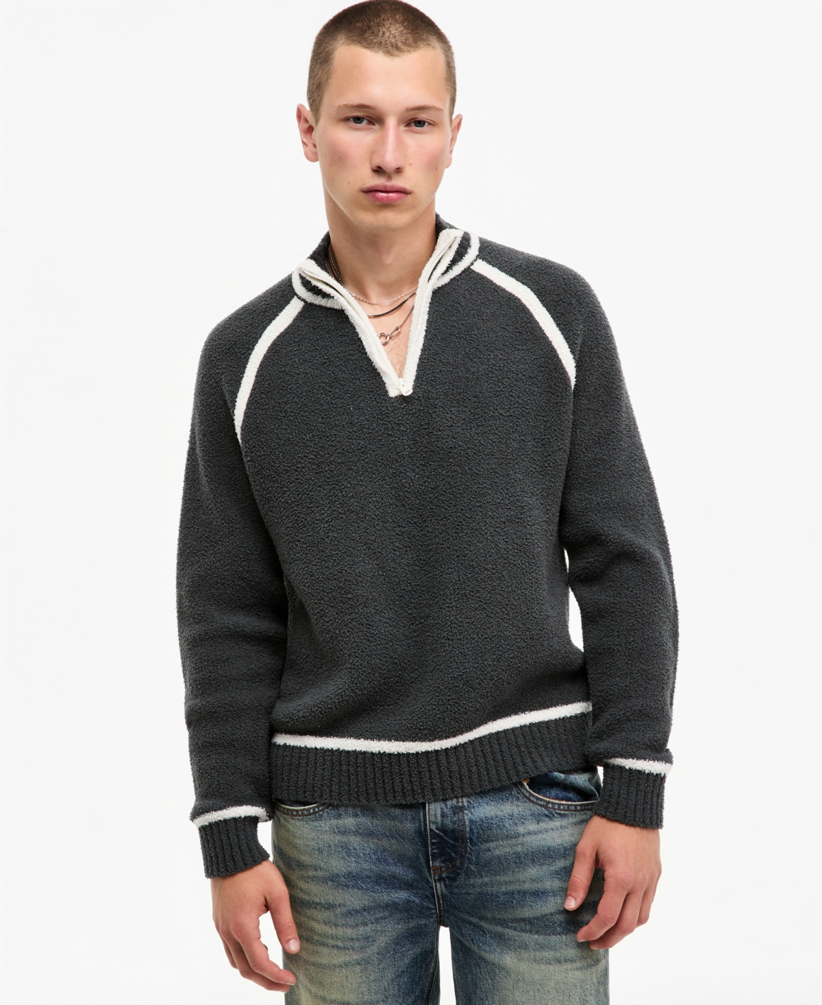 Mode of One Men's Quarter-Zip Mock Neck Relaxed-Fit Sweater, Macy's Exclusive