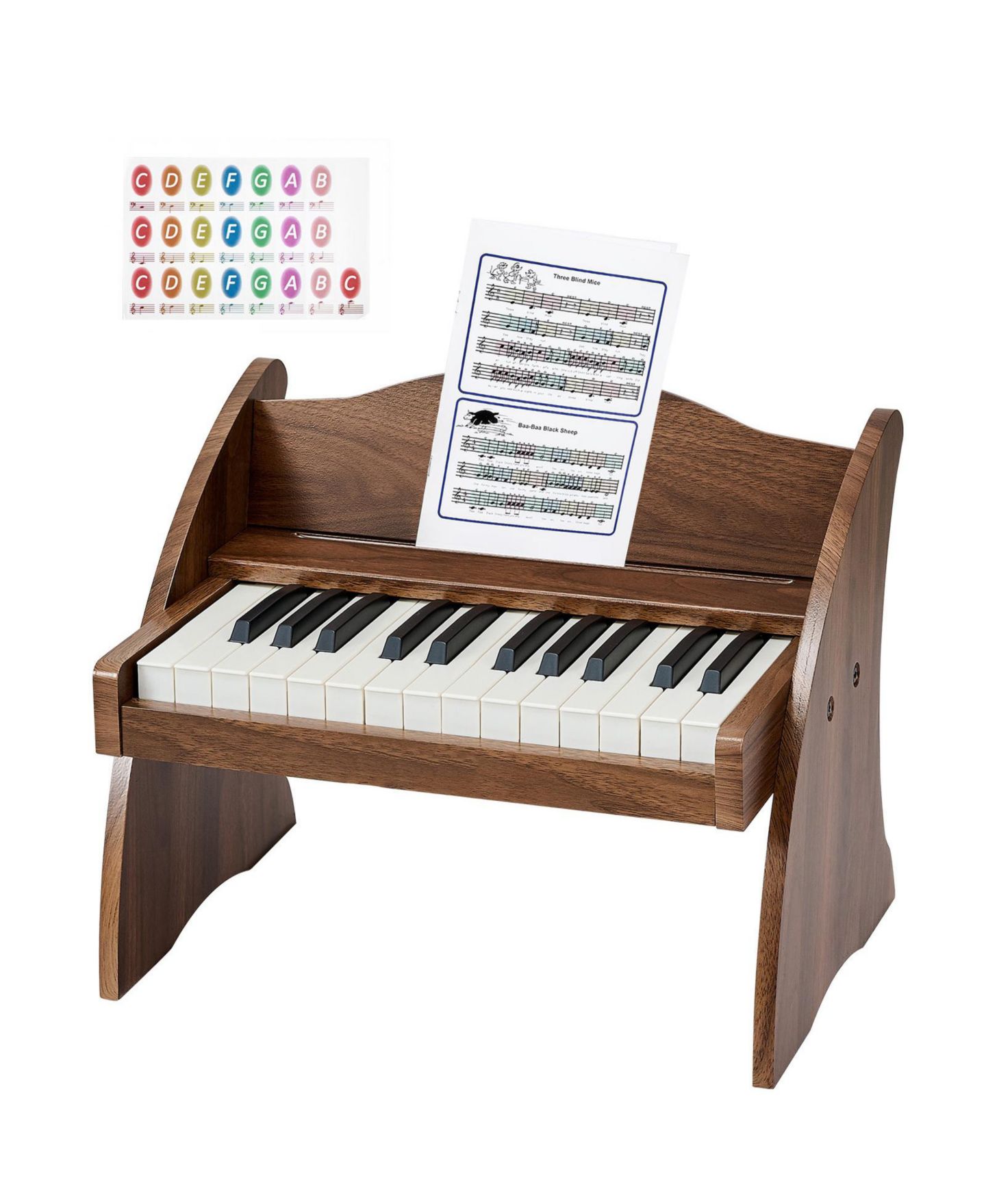Детская игрушка SUGIFT 25-Key Wooden Dual-Power Digital Piano Keyboard, Ages 2+, цвет: Тёмный коричневый — фото 9