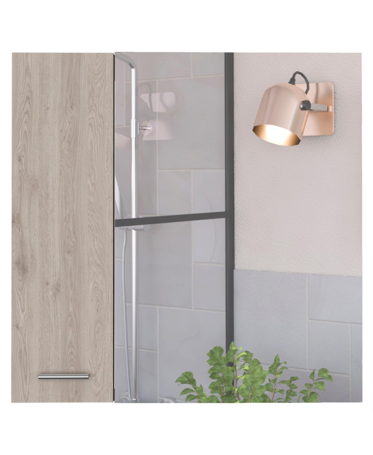 Fm Furniture Avery Wall-Mounted Bathroom Storage Cabinet with Two Doors and Open Side Shelves