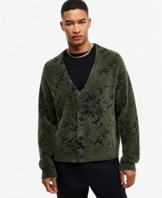 Men's Boxy V-Neck Cardigan Sweater