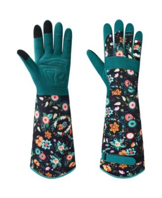 Women Leather Garden Gloves Long Thorn-proof Grip Work