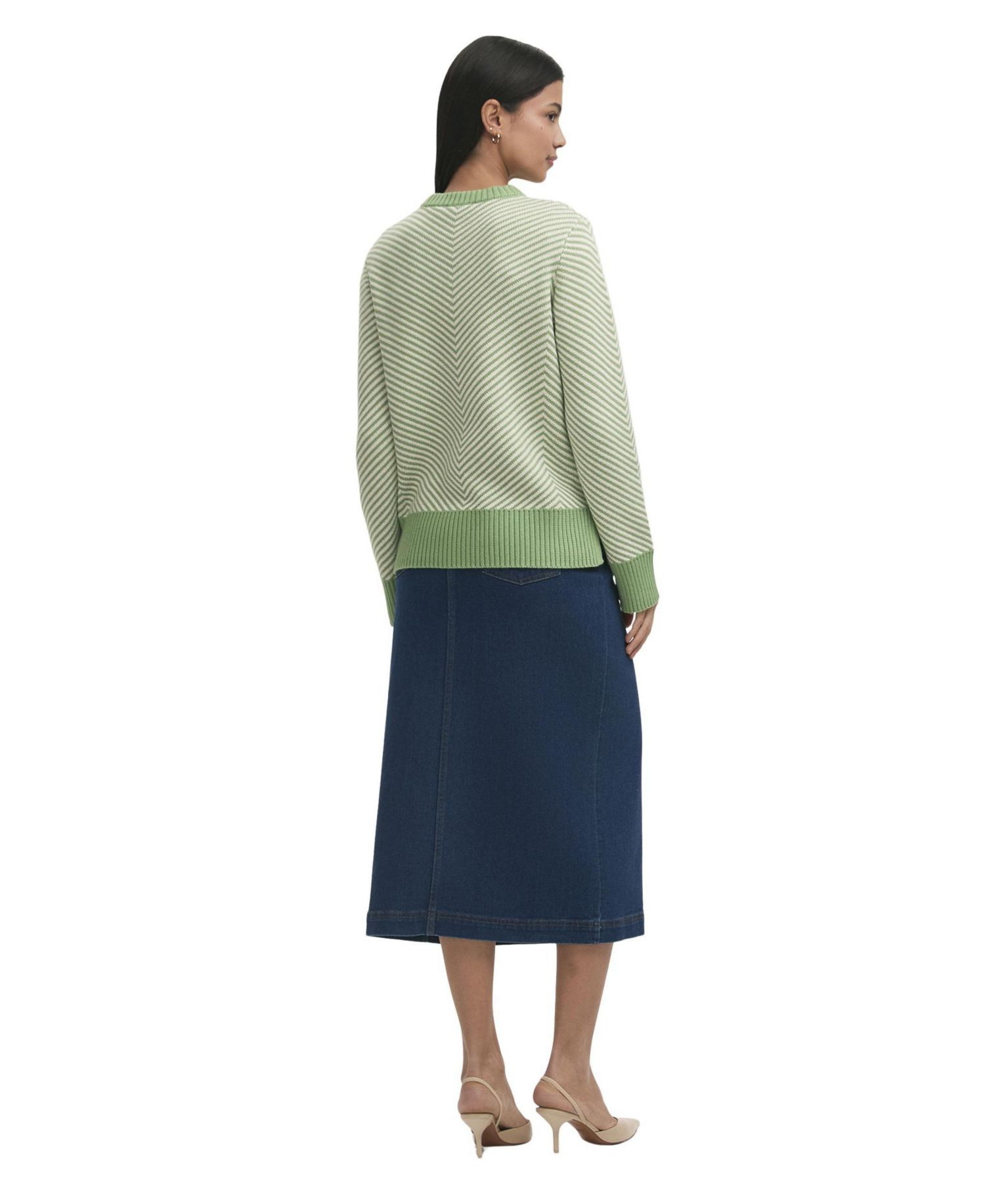 Women's Stella Chevron-Striped Long-Sleeve Crewneck Sweater