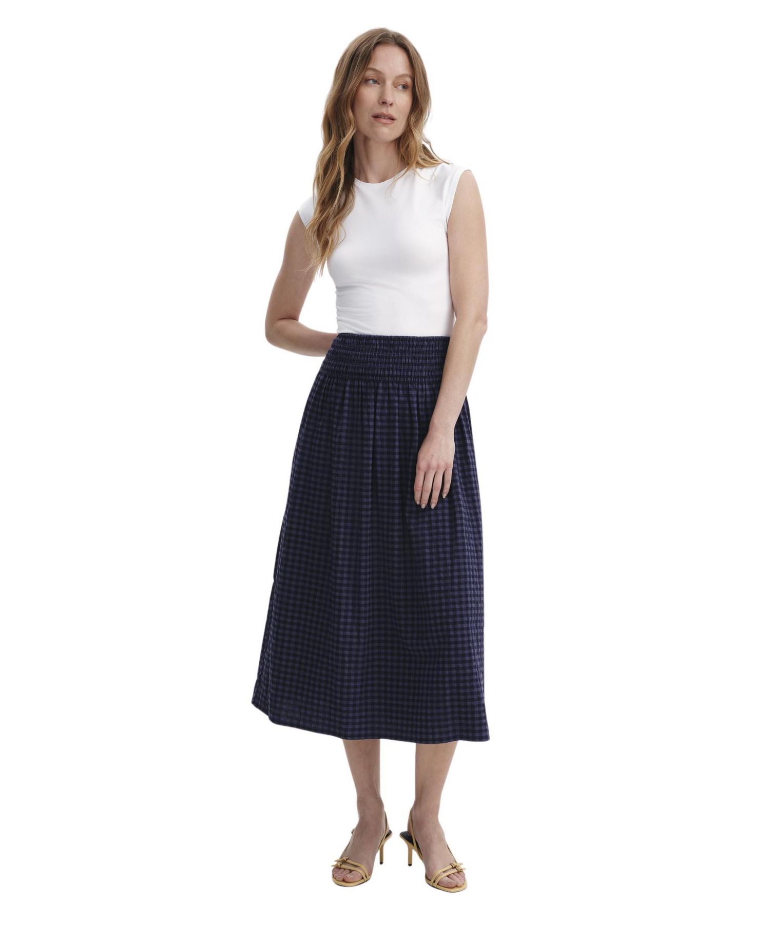 Women's Vanessa Gingham Seersucker Midi Skirt