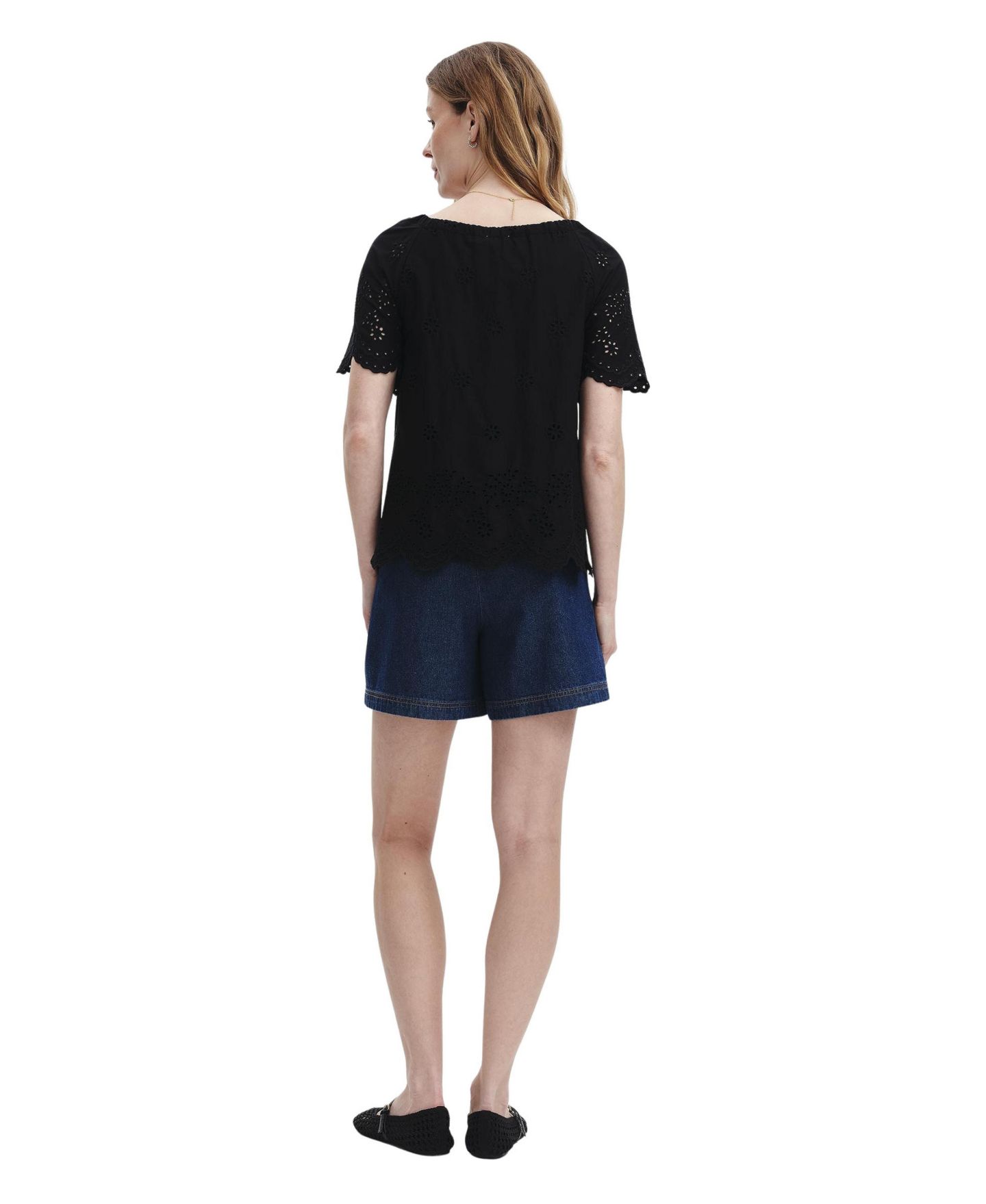Женский топ Finery London Ruthie Floral-Embroidered V-Neck Short-Sleeve, цвет: Чёрный — фото 3