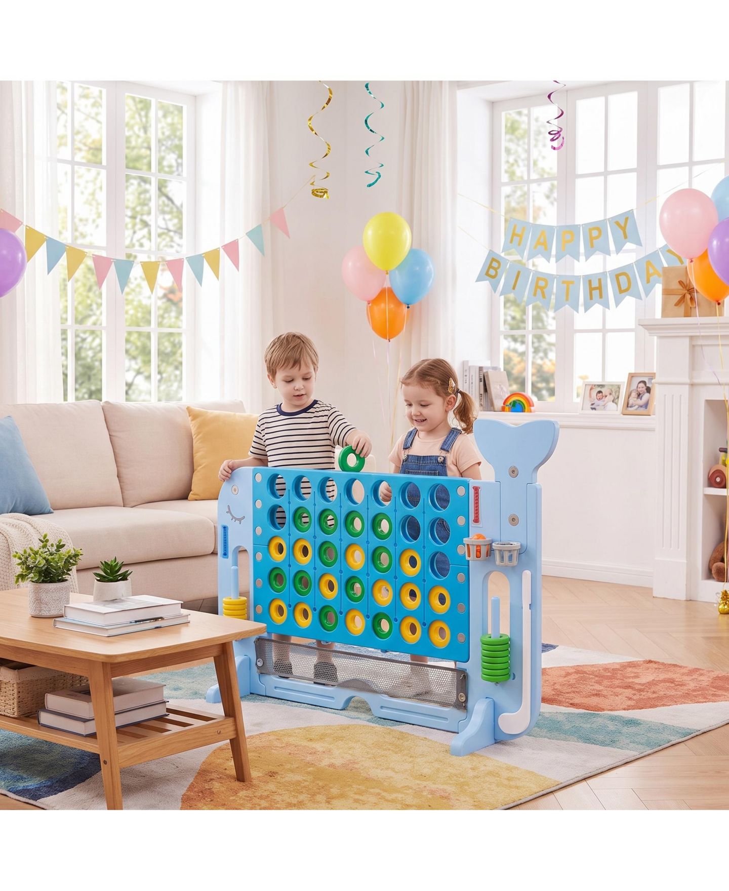 Детские игрушки SUGIFT 4-in-1 Connect Game, Adjustable-Height Outdoor Toy Set, 52.4"H x 18.5"W, Ages 3+, цвет: Синий — фото 10