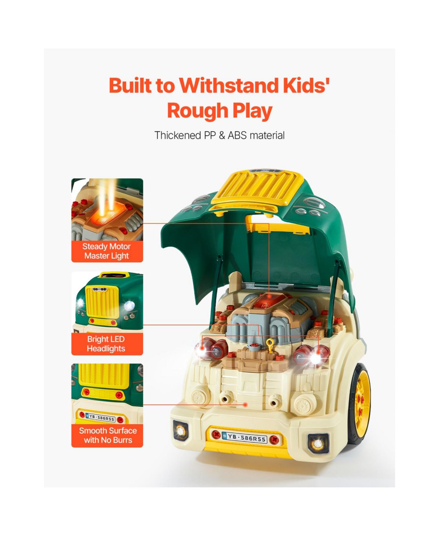 Детские игрушки SUGIFT Mechanic Engine Lights, Sounds and Steering Wheel 60-Piece Playset, Ages 3+, цвет: Зелёный — фото 4