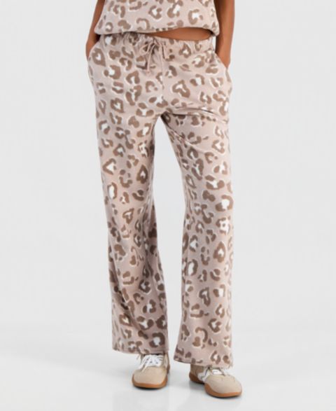 Женские брюки Hippie Rose Juniors' Wide-Leg Ankle Length Drawstring, цвет: Мокко леопардовый
