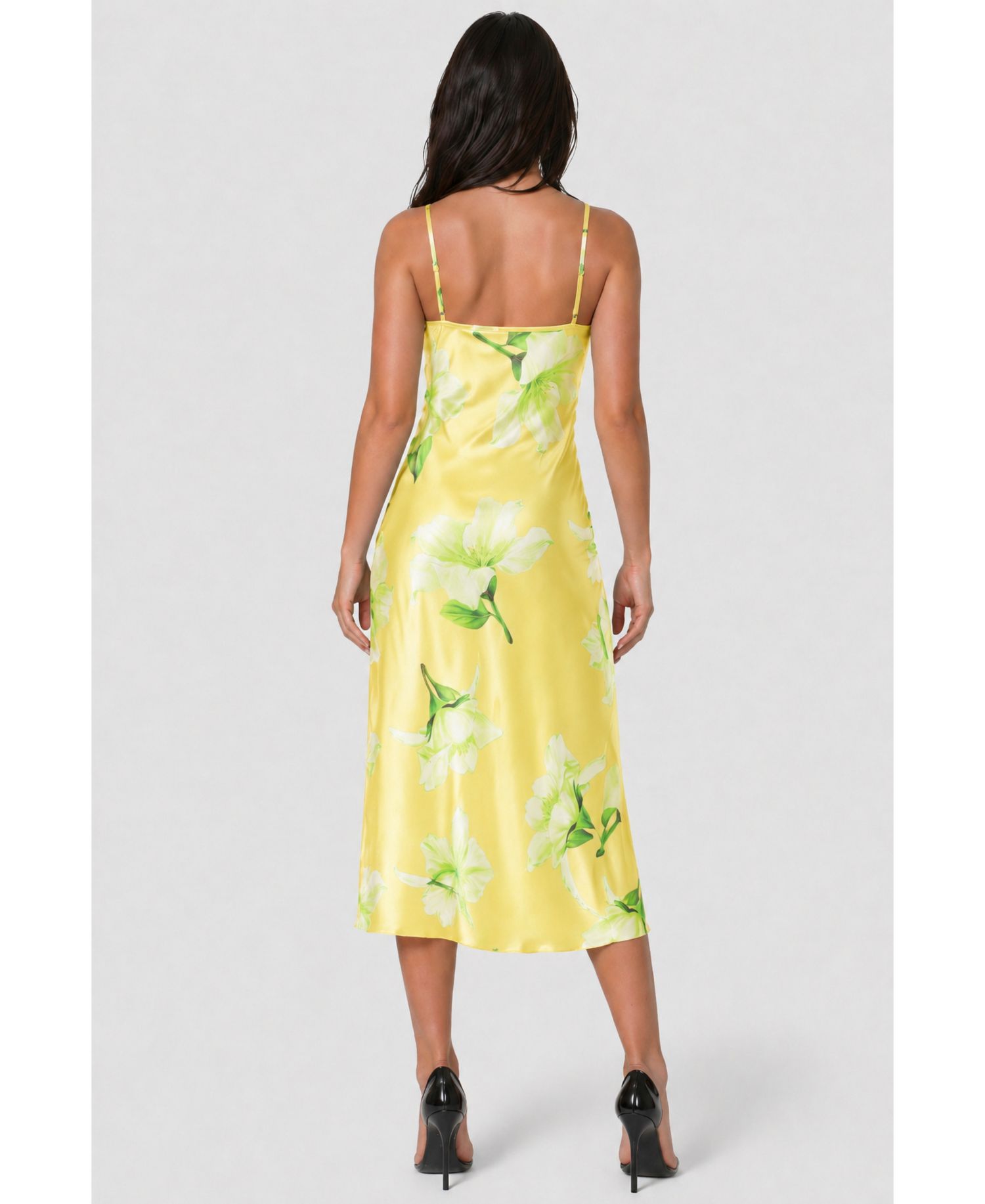 Women's Satin Printed Cowl Neck Maxi Dress