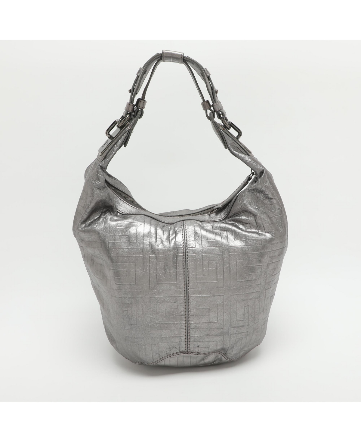 Pre-Owned Givenchy Women's Monogram Embossed Metallic Leather Hobo Bag