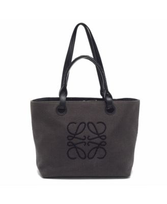 Women's Anagram Canvas and Leather Tote Bag