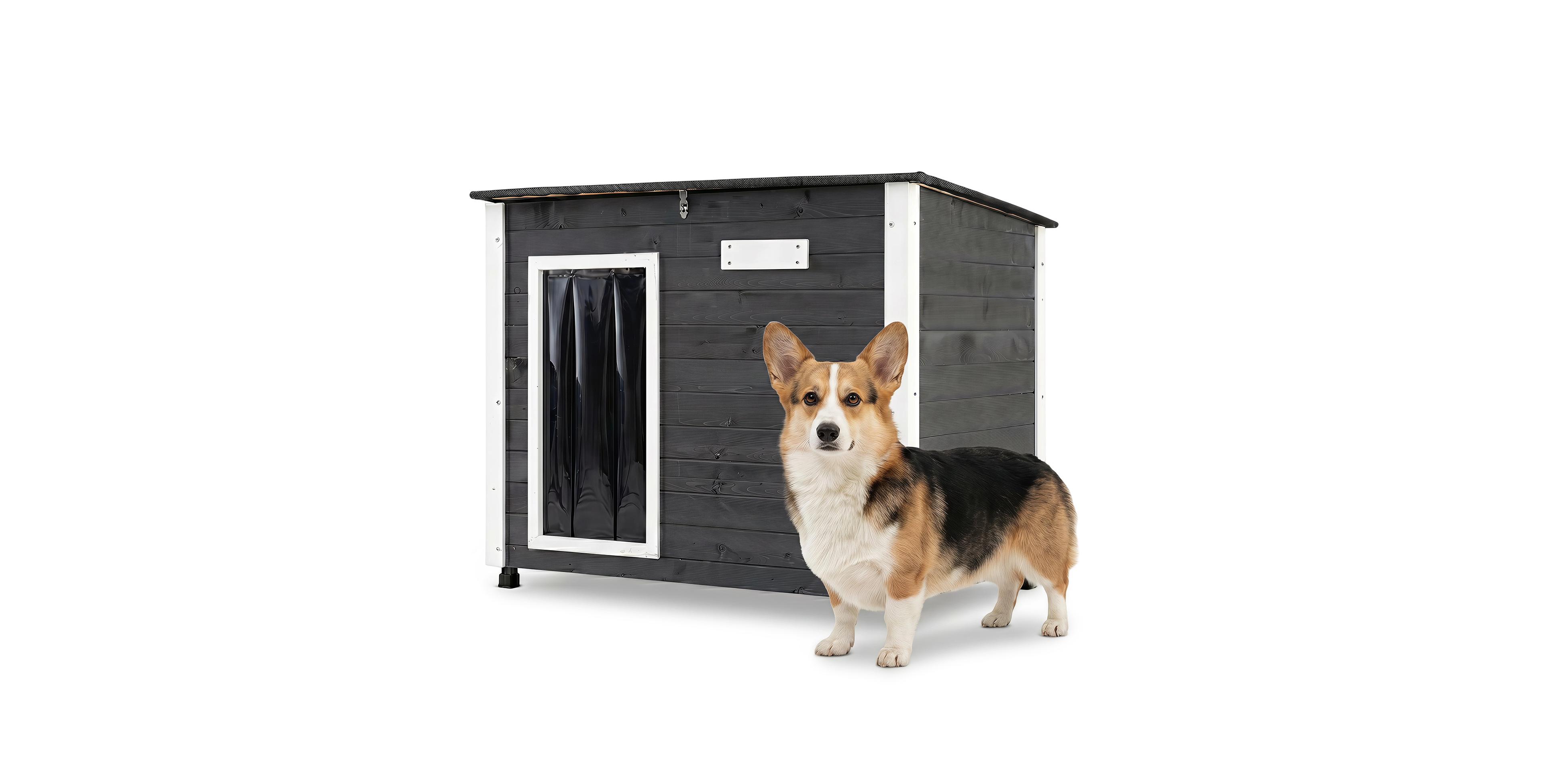 Gymax Wooden Doghouse Outdoor With Spruce Wood Frame Removable Floor