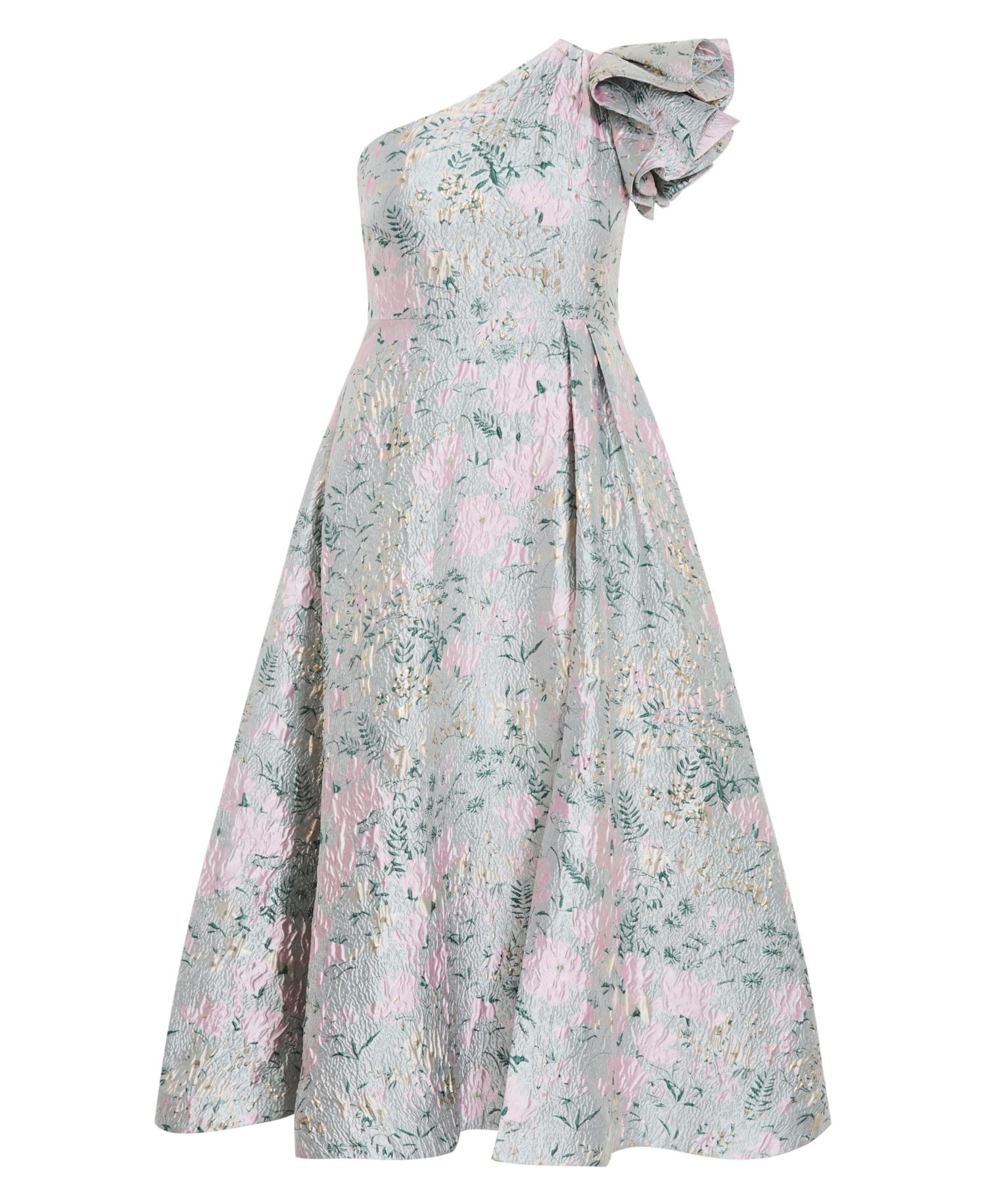 Plus Size Enchanting One-Shoulder Floral A-Line Maxi Dress