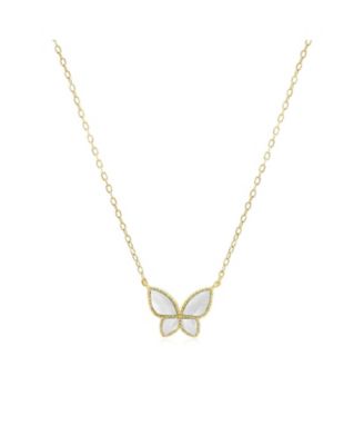 Mother of Pearl Butterfly Necklace 14K Gold-Plated Sterling Silver