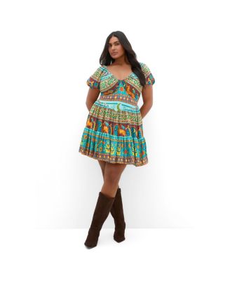 Women's Amaria Print Short-Sleeve V-Neck Mini Dress