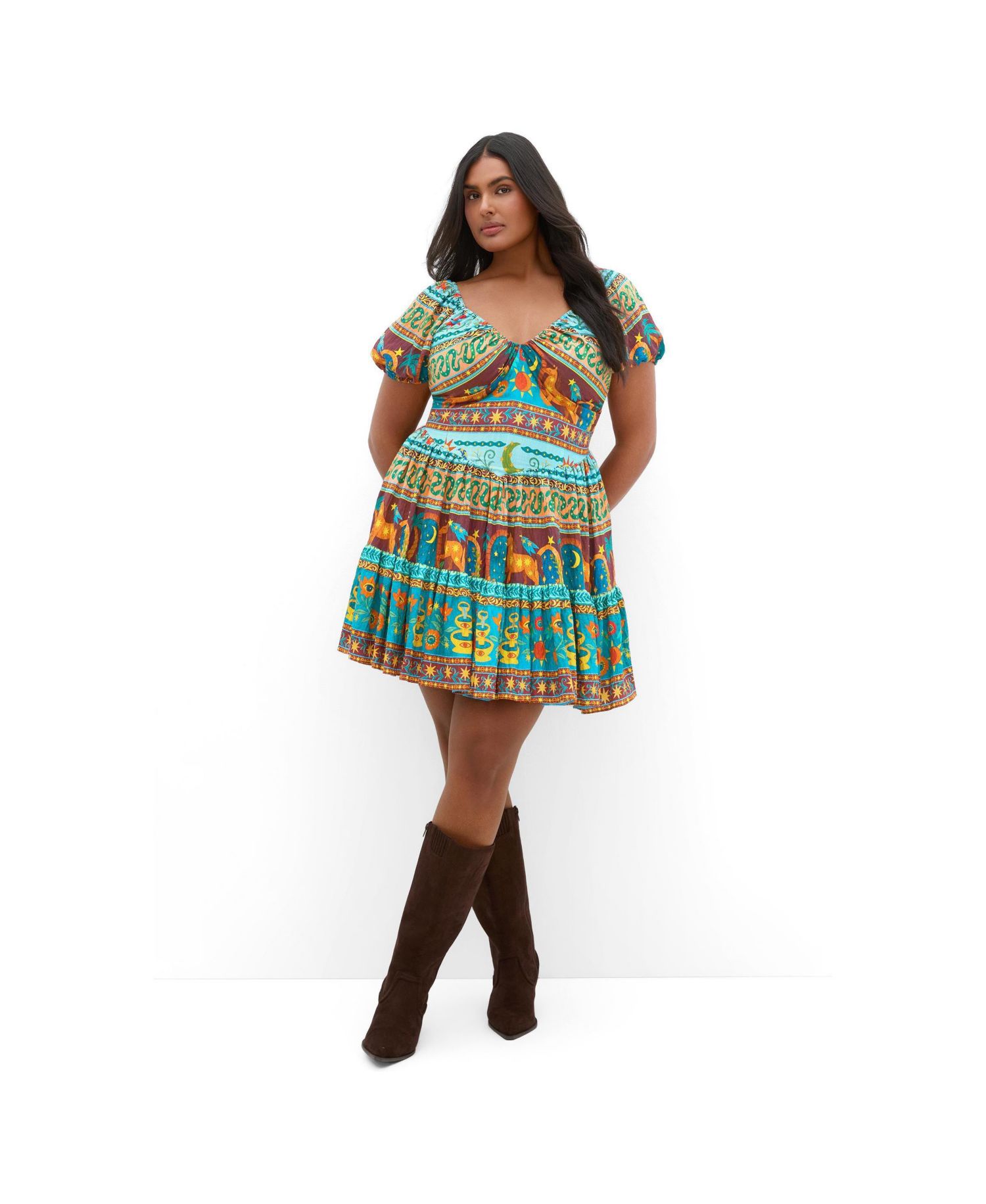 Women's Amaria Print Short-Sleeve V-Neck Mini Dress
