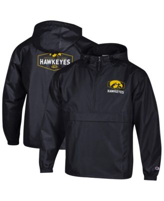 Men's Black Iowa Hawkeyes Delay Packable Half-Zip Jacket