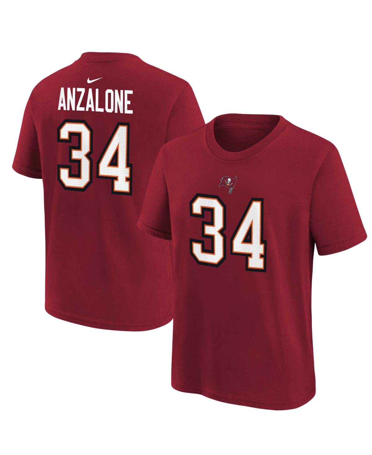 Nike Big Boys' and Girls' Tampa Bay Buccaneers Alex Anzalone Name & Number Crewneck T-Shirt - Red