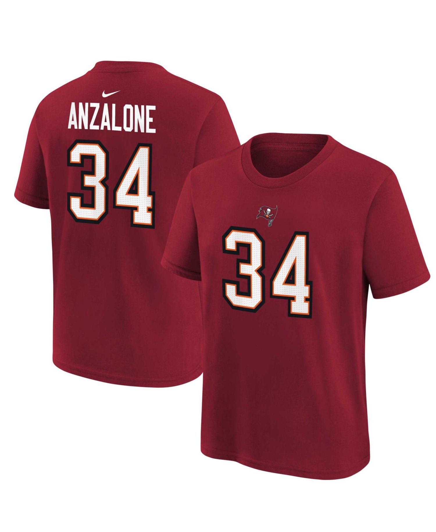 Big Boys' and Girls' Tampa Bay Buccaneers Alex Anzalone Name & Number Crewneck T-Shirt