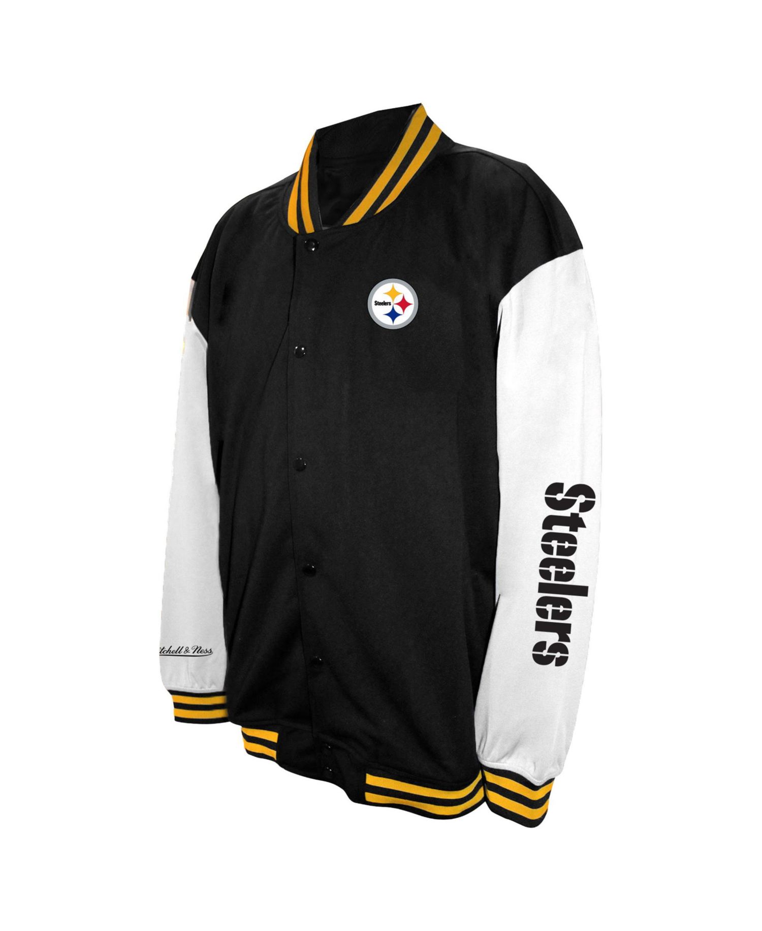 Men's Black Pittsburgh Steelers Big Tall Full-Snap Varsity Jacket