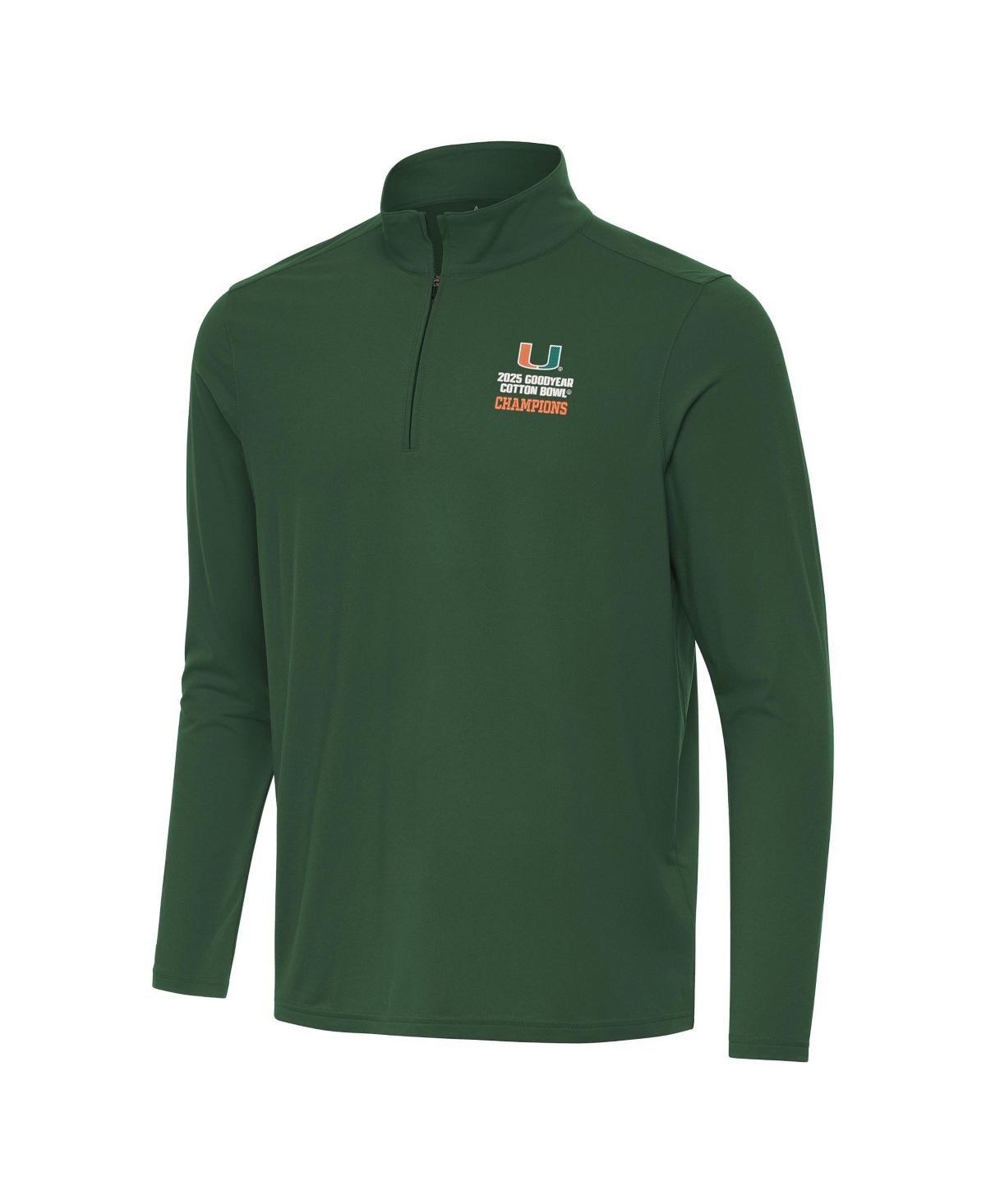 Antigua Men's Green Miami Hurricanes College Football Playoff 2025 Cotton Bowl s Intent Quarter-Zip Pullover Jacket