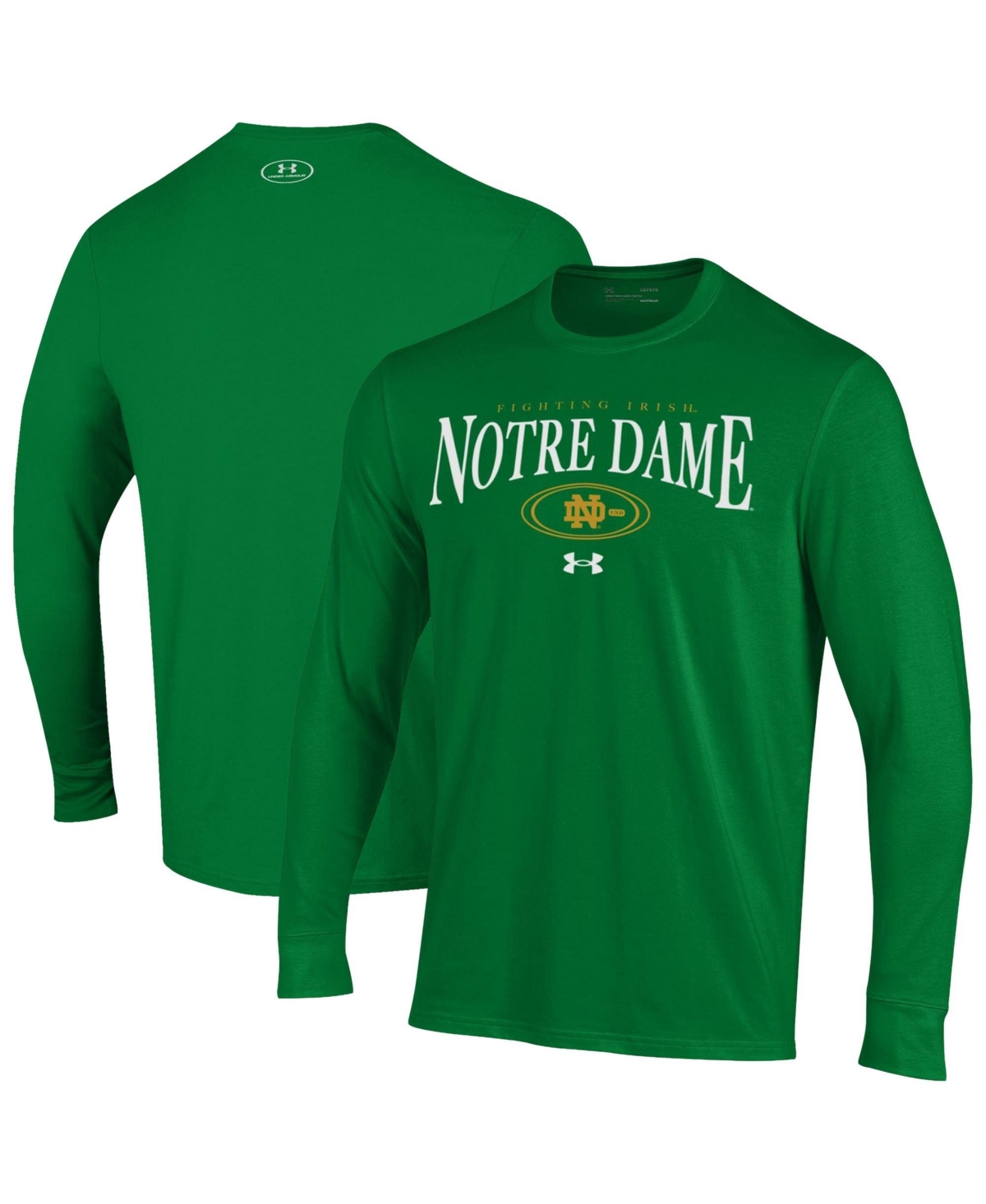Under Armour Men's Kelly Green Notre Dame Fighting Irish 2026 Sideline Performance Cotton Long Sleeve T-Shirt