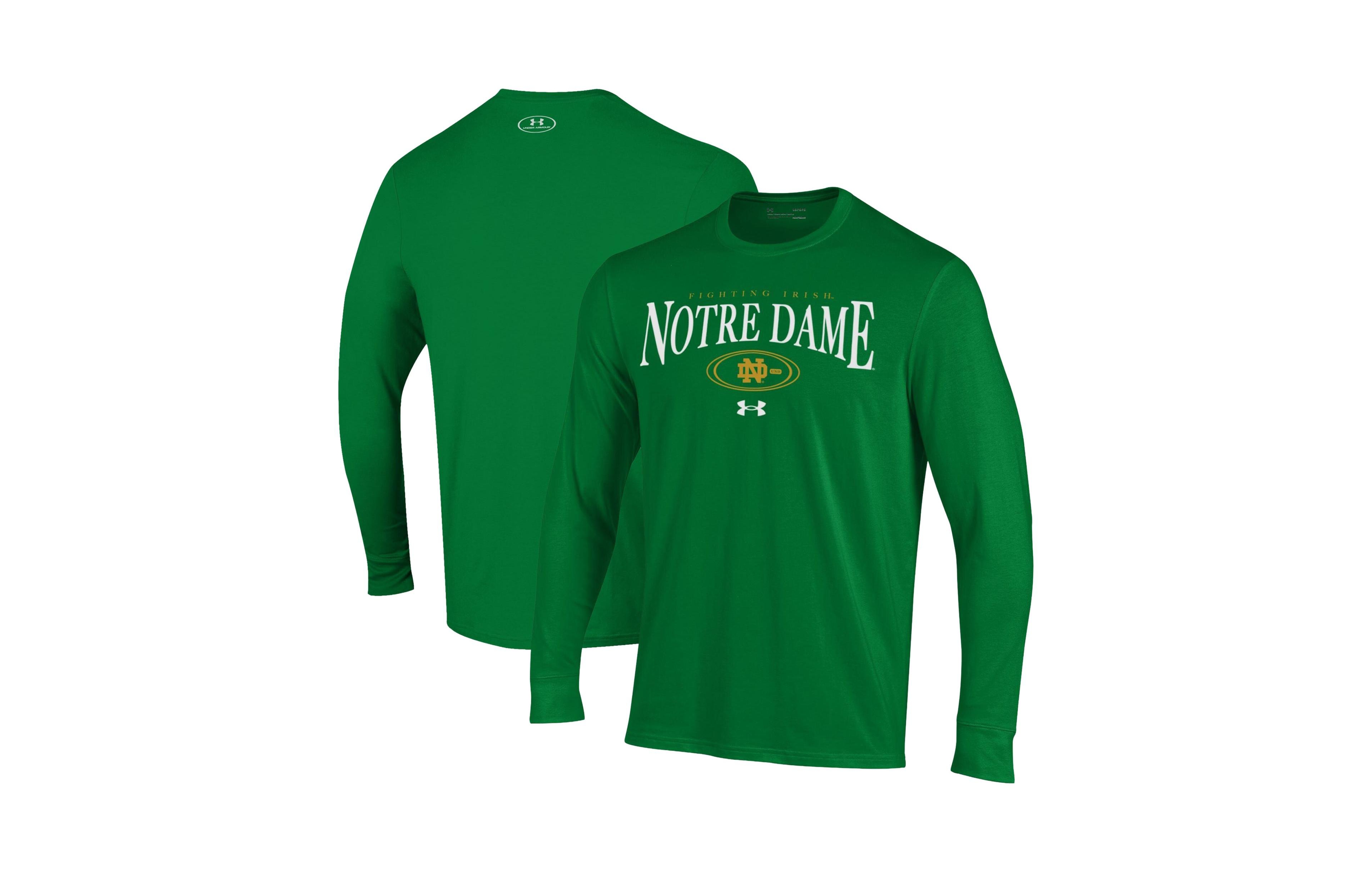 Under Armour Men's Kelly Green Notre Dame Fighting Irish 2026 Sideline Performance Cotton Long Sleeve T-Shirt