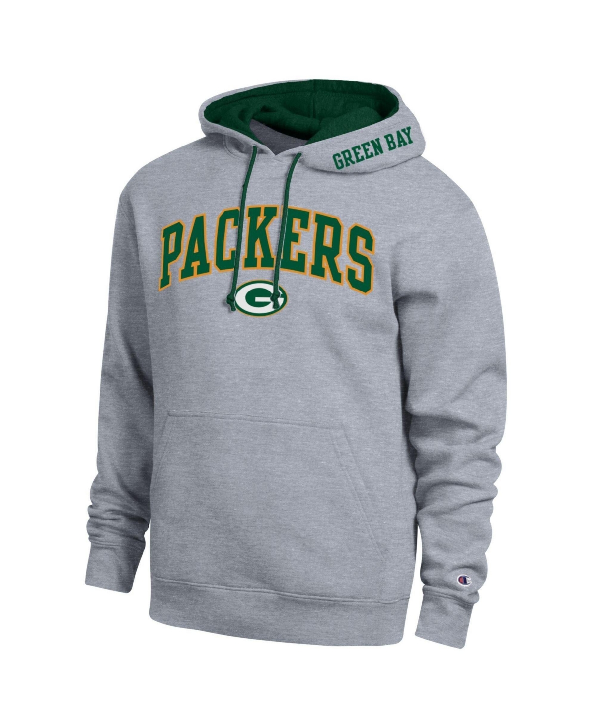 Champion Men's Green Bay Packers Classic-Fit Poly-Cotton Blend Pullover Hoodie - Heather Gray