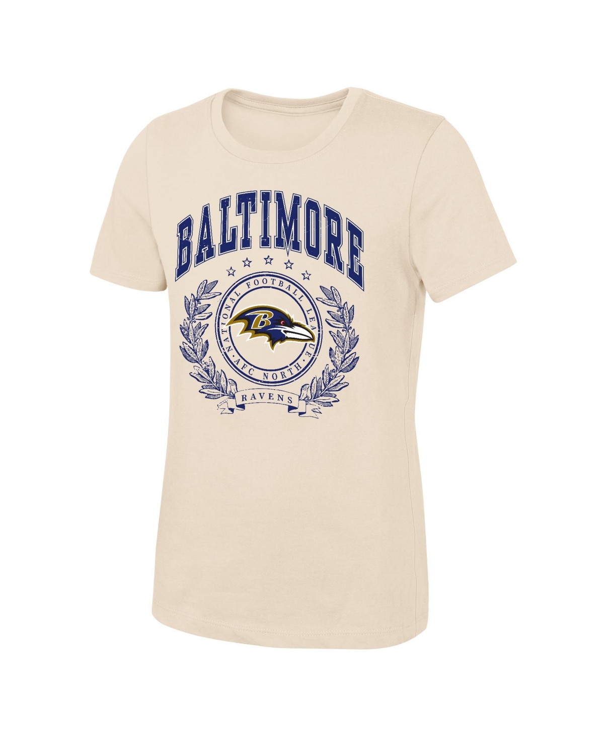Outerstuff Girls' 4-16 Baltimore Ravens Screen-Print Crewneck T-Shirt - Natural