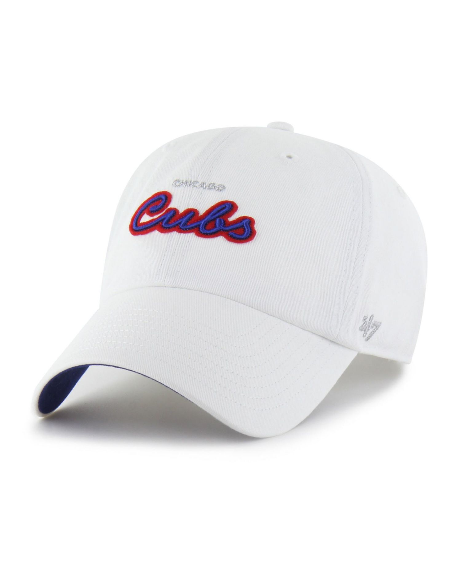 Women's White Chicago Cubs Trendy Script Clean Up Adjustable Hat