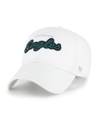 Women's White Philadelphia Eagles Trendy Script Clean Up Adjustable Hat