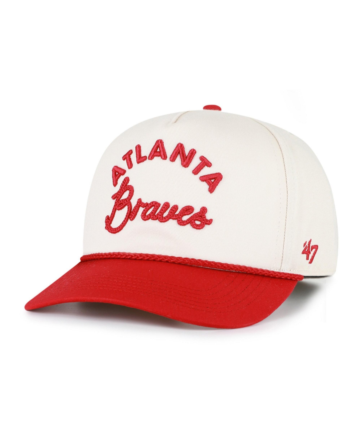 '47 Brand Men's and Women's Natural/Red Atlanta Braves Rope Script Hitch Adjustable Hat
