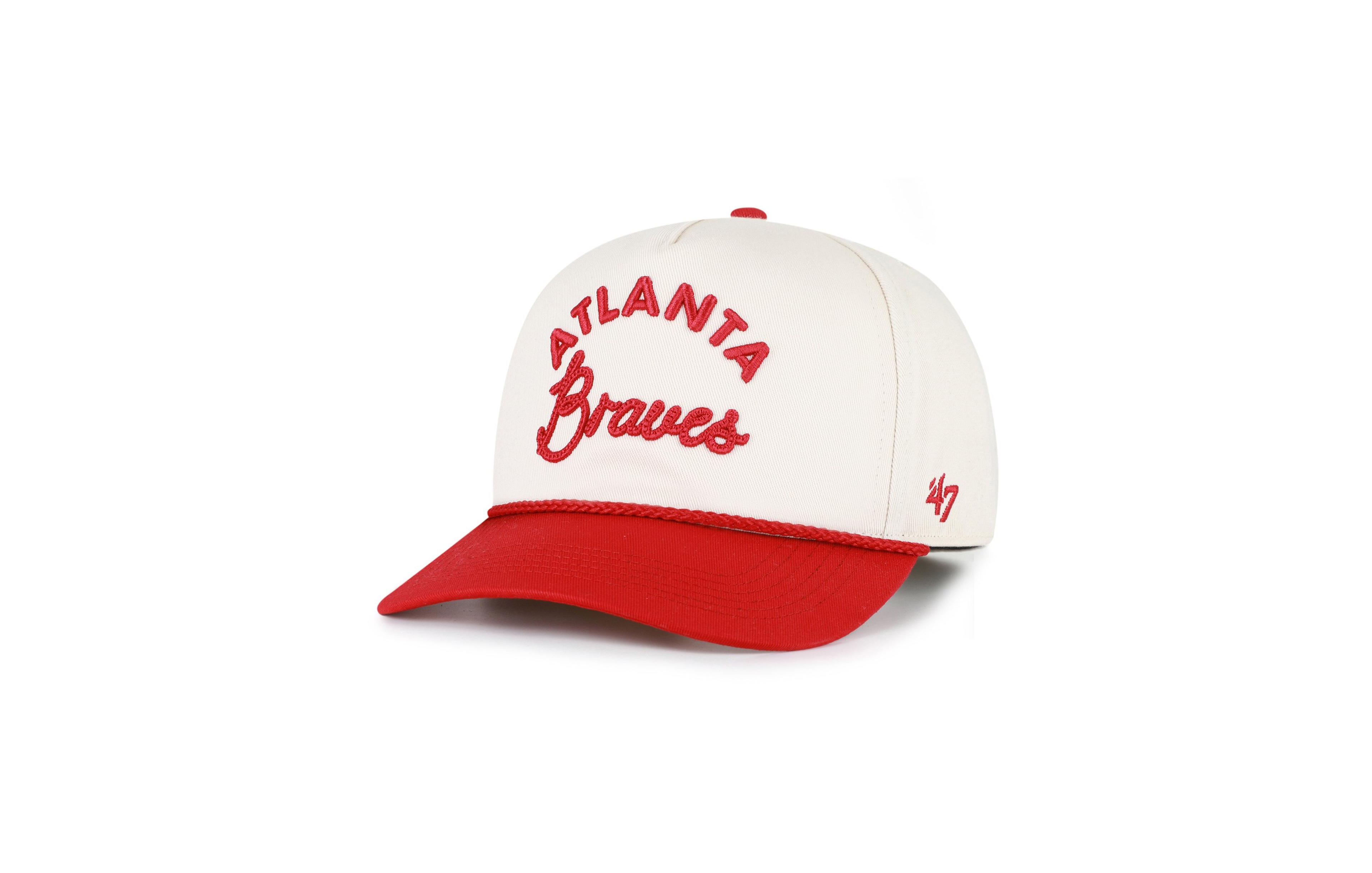 '47 Brand Men's and Women's Natural/Red Atlanta Braves Rope Script Hitch Adjustable Hat