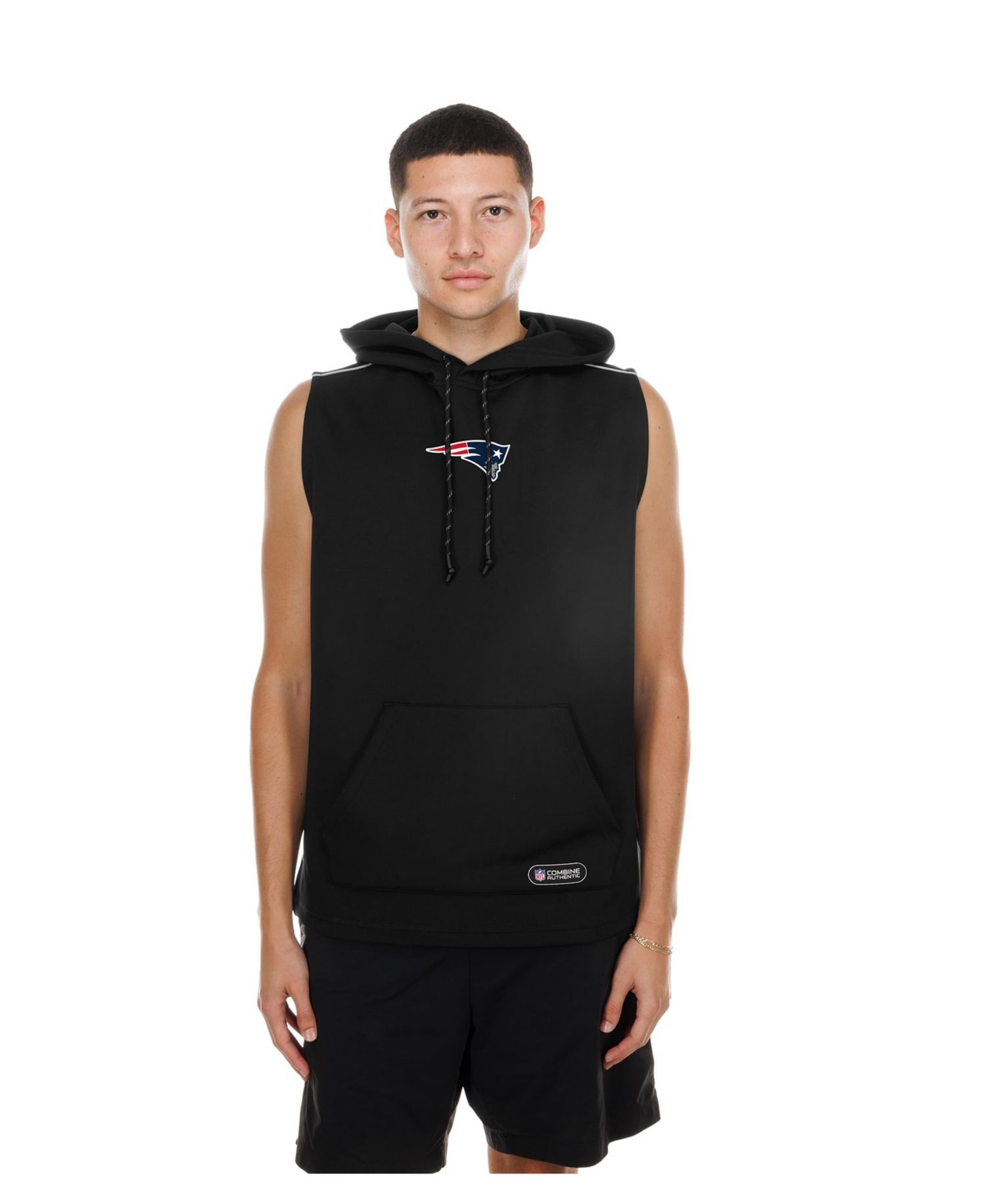 Men's New England Patriots Sleeveless Screen-Print Hoodie