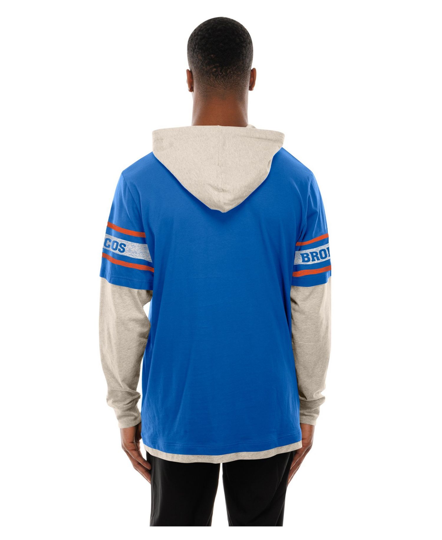 Men's Denver Broncos Twofer Layered Hooded Long-Sleeve T-Shirt