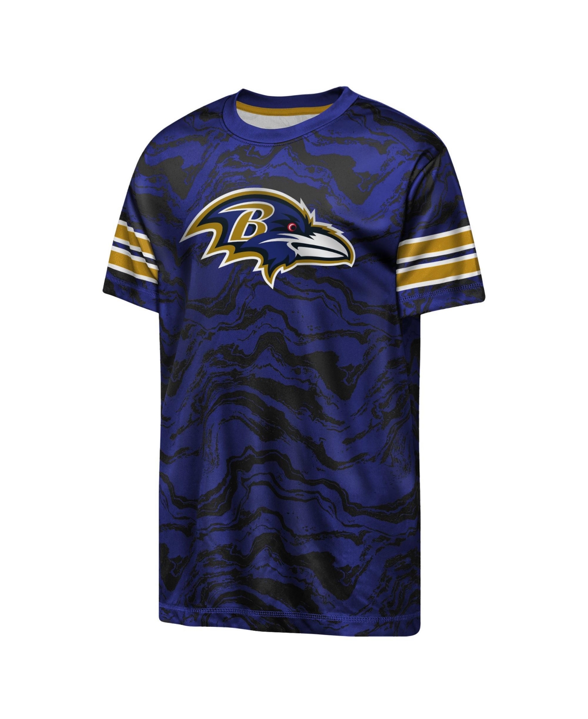 Outerstuff Boys' 4-20 and Girls' 4-16 Baltimore Ravens Slant Route Performance Crewneck Regular-Fit T-Shirt