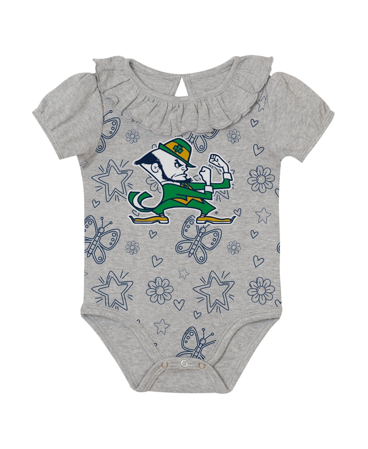 Outerstuff Baby Boys' and Girls' Notre Dame Fighting Irish Playtime Ruffle Short-Sleeve Bodysuit, 2-Piece Set