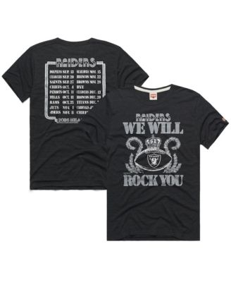 Men's and Women's Charcoal Las Vegas Raiders 2026 NFL Schedule Queen Tri-Blend T-Shirt