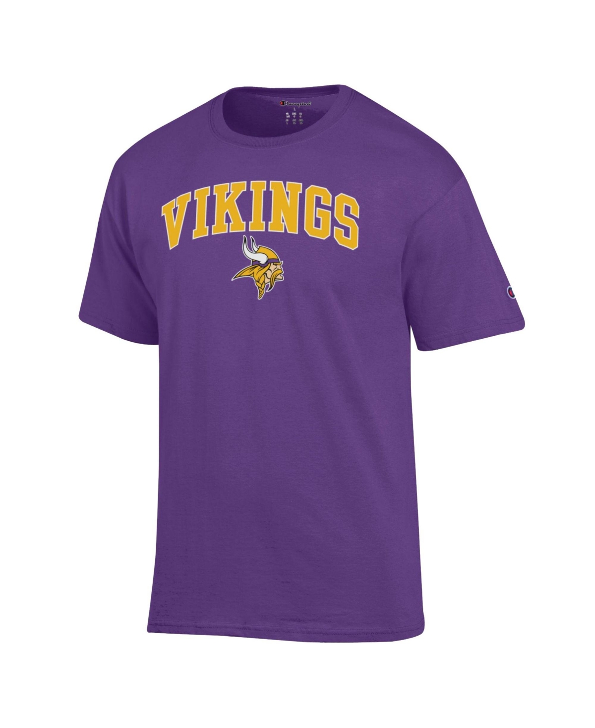 Champion Men's Minnesota Vikings Arch Over Logo Screen-Printed Dropped Shoulders T-Shirt